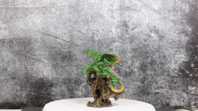 Fantasy Three Headed Green Dragon Hydra Perching On Ancient Tree
