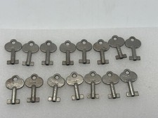 Vintage Skeleton Keys Lot Of 15 Uncut Double Bit Open Barrel Stamped 474B
