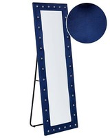 Standspiegel Samt Blau 50 X 150 Cm Rechteckig Glamour GanzköRperspiegel Ansouis