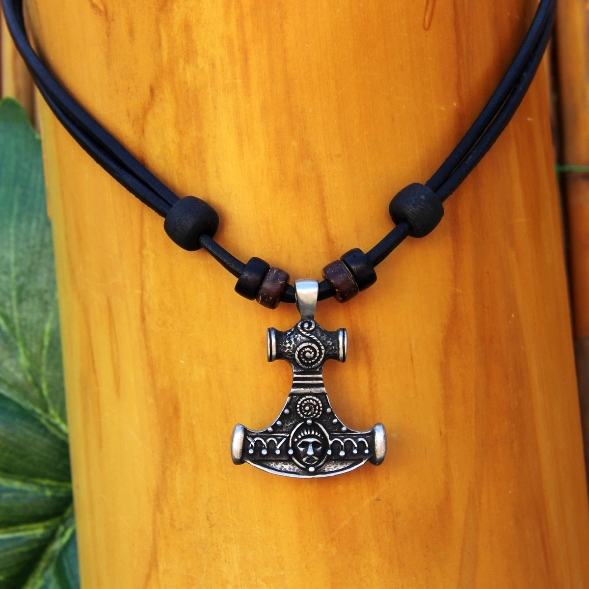 Mjolnir online leather necklace