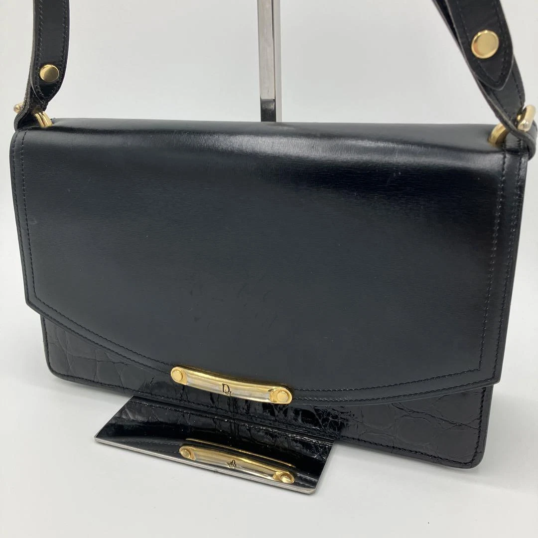 Sac à main Christian Dior fourre tout logo cuir noir authentique
