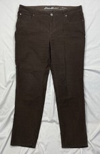 Eddie Bauer Corduroy Pants Women's Sz. 14 Boyfriend Fit Slim Leg Brown 9.5" Rise
