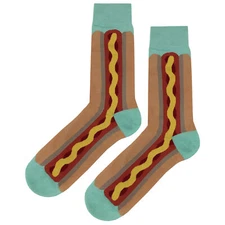 NWT Big Hot Dog Dress Socks Novelty Men 8-12 Multicolor Crazy Fun Sockfly