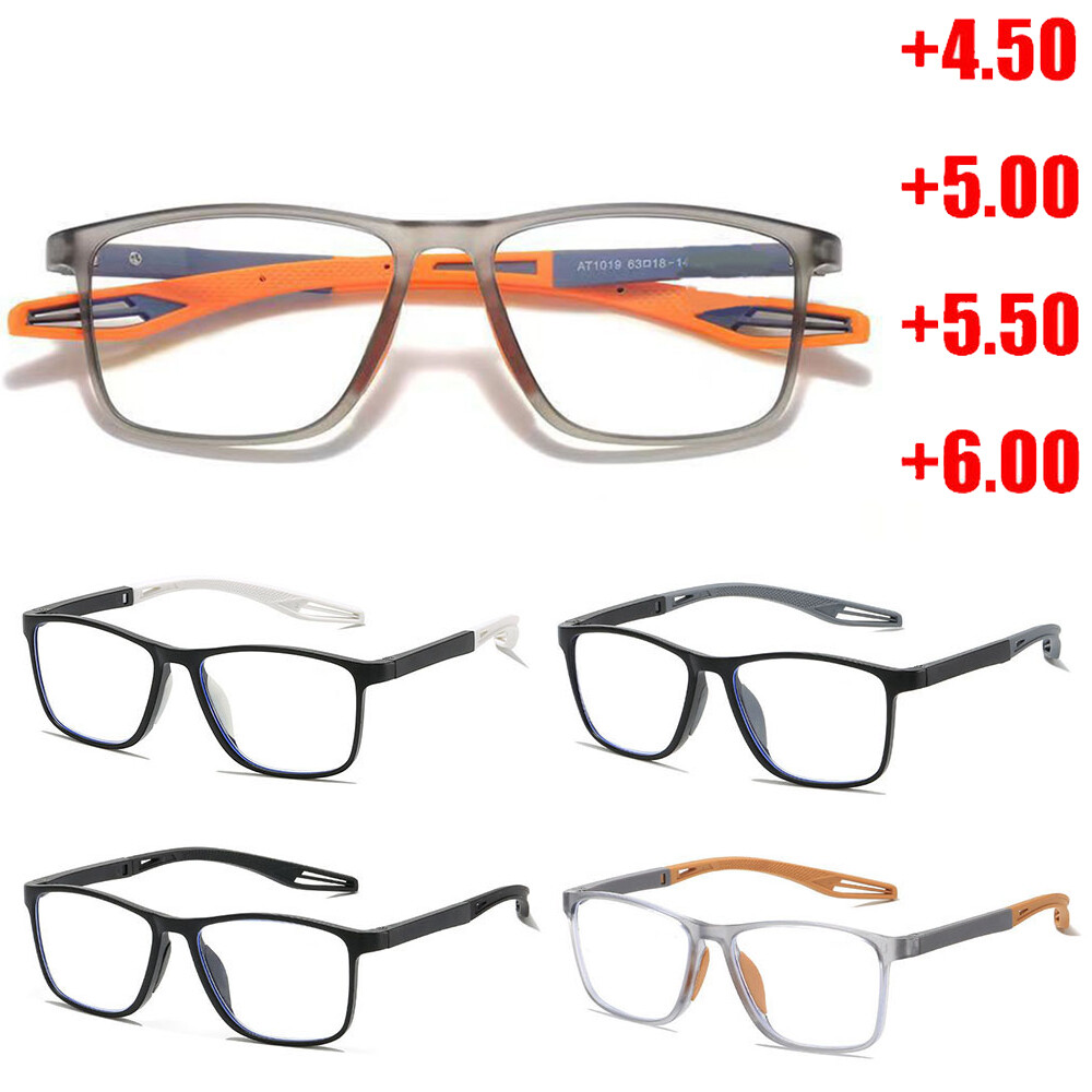 +4.5 to +6.0 Reading Glasses with Black or Red Plastic Optical Frames-image