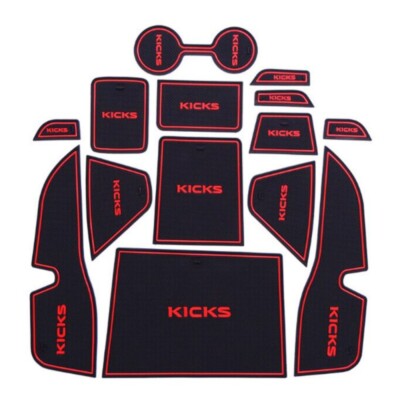 14Pcs Red Brim Black Door Groove Mat Car Cup Gate Slot Mats For KICKS 2017-2018