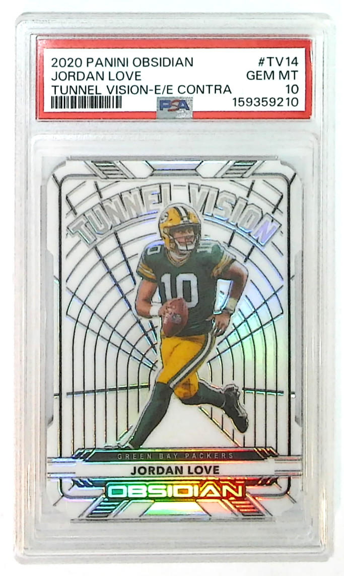 2020 Panini Obsidian Jordan Love Tunnel Vision Electric Etch Contra RC PSA 10