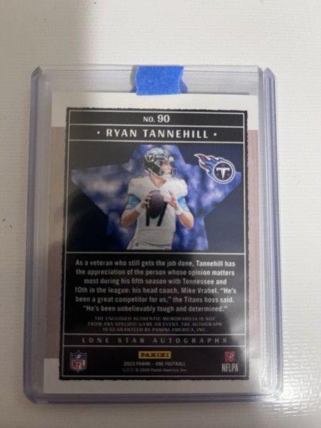 2023 Panini One Lone Star Autographs - Ryan Tannehill Titans Patch Auto #90 /35 view 2