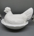 Vintage Fenton White Milk Glass Hen on Nest Excellent Condition