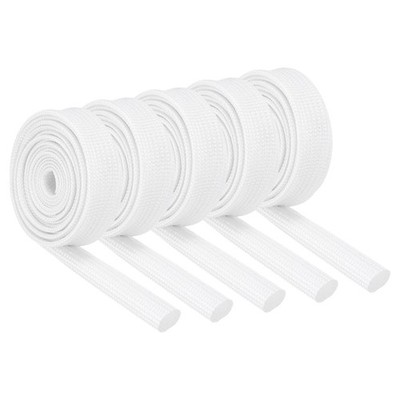 10Pcs Insulation Braided Cable Sleeve,3.3Ft-5/16 Inch ID White Fiberglass