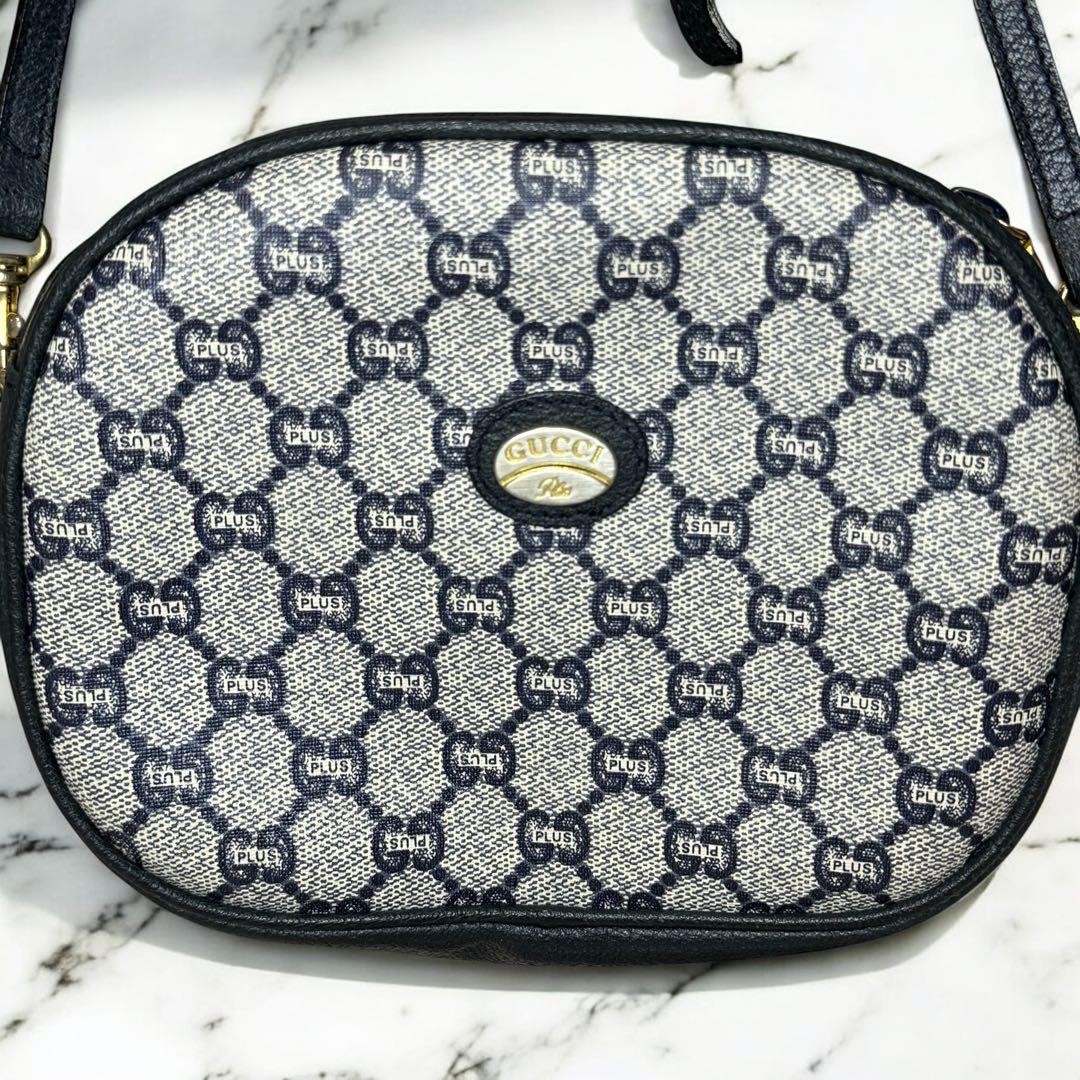 Gucci Vintage Mini Shoulder Bag Gg Pattern Canvas Leather Trim Crossbody