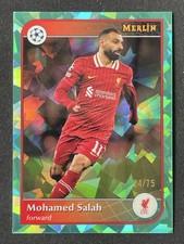 Mohamed Salah 2024-25 Topps Merlin UCC Aqua Atomic Refractor Base /75 #11