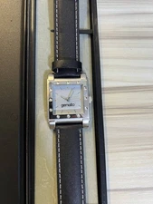 Gemalto Men’s Quartz Watch – Square Silver Case, Leather Strap, Boxed