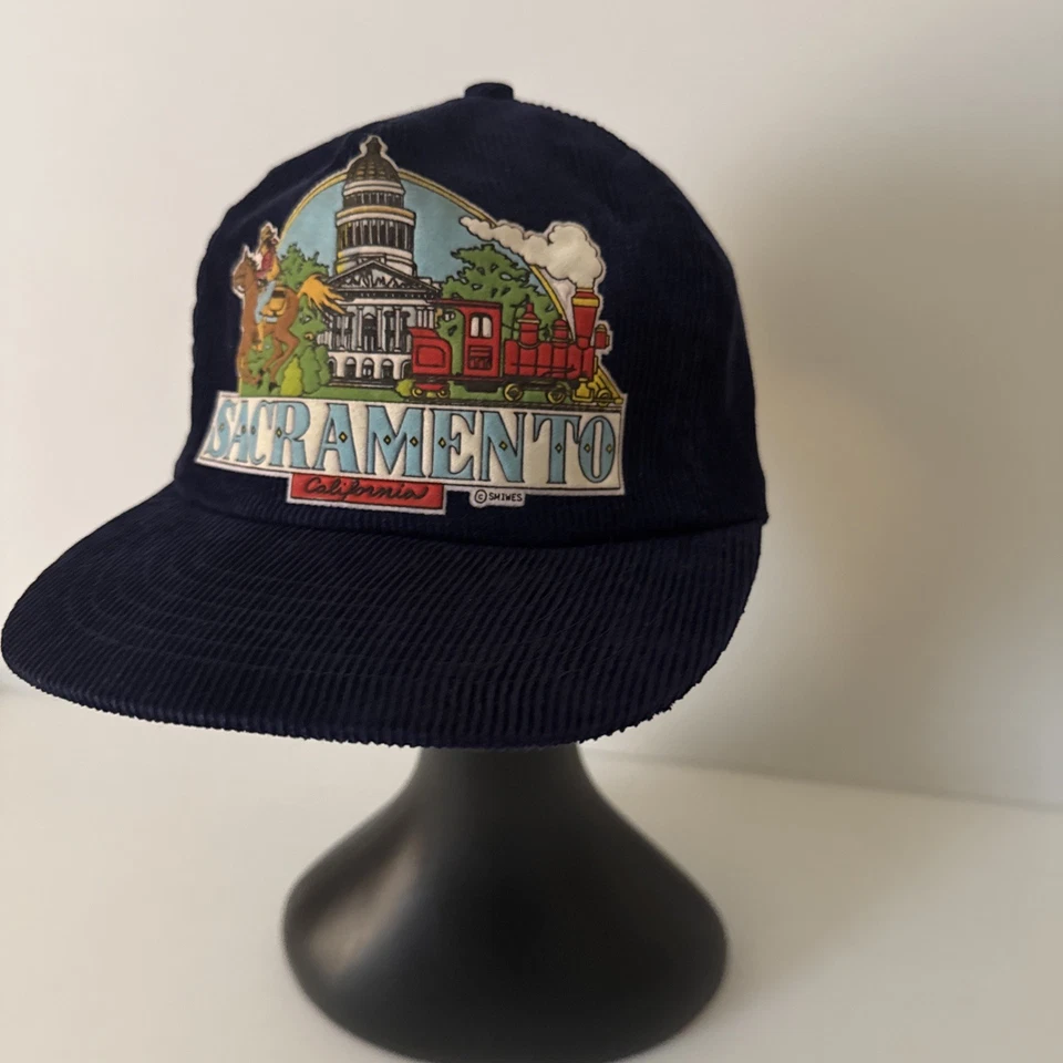 De colección Smith Western Sacramento California Pana Snap Back Sombrero Azul Algodón Foto 3 de 4