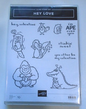 NEW Stampin' Up Hey Love 148644 Rubber Cling Stamp Set of 10 Gorilla Otter etc