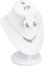 White Leatherette Combination Display Jewelry Bust for Necklaces, Earrings, Ring