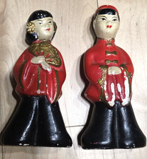 chalkware figurines turquoise Pair of Vintage Chalkware Asian Figural Statues in Turquoise Glaze — listing 5