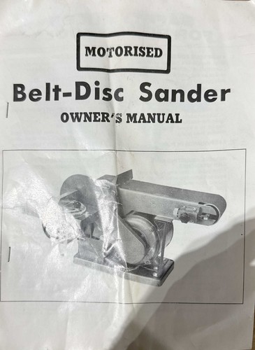 MOTORIZED Belt-Disc Sander Owner's Manual Guide Instructions Tool Collectible