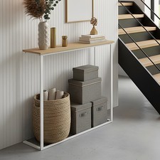 80/100cm Metal&Wooden Narrow Long Console Table for Hallway Home Office