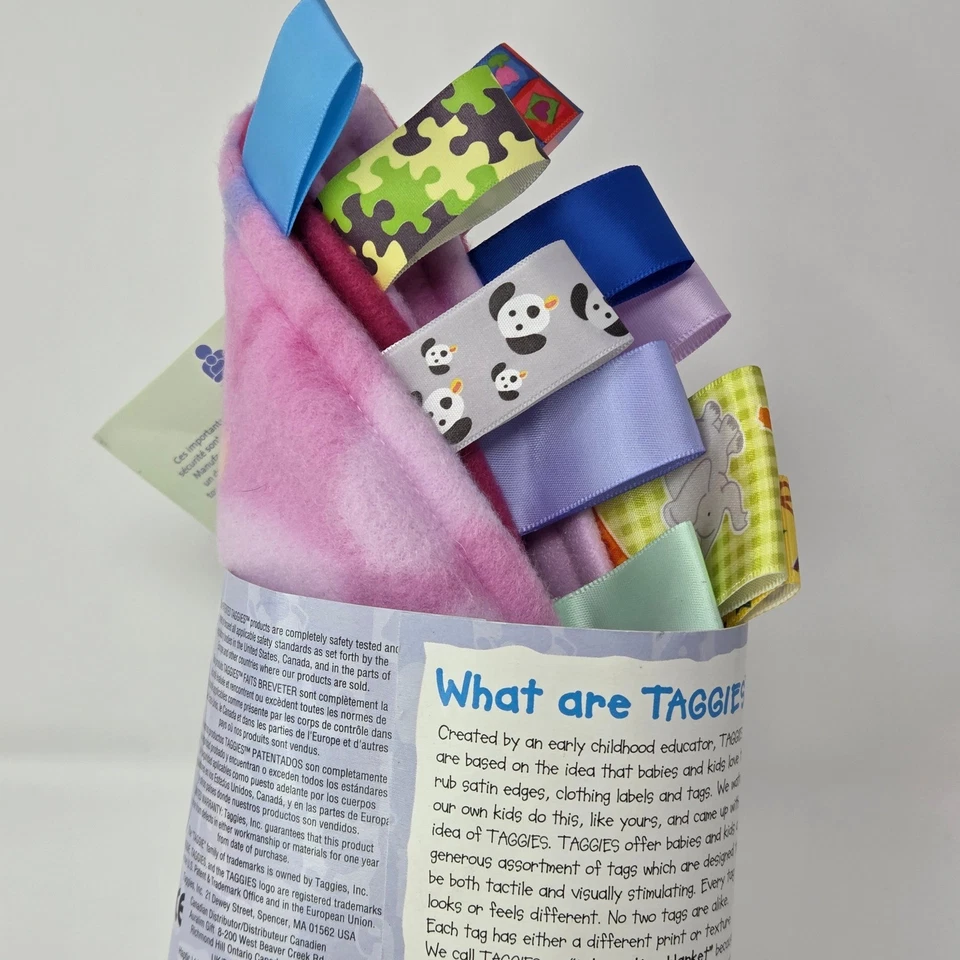 Taggies Original Manta Bebé 12"X12" Rosa Suave Etiqueta Sensorial Manta - NUEVO Foto 2 de 4