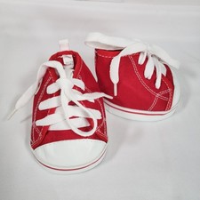 Build a Bear Workshop BAB Red White Tennis Shoes High Top Sneakers Laces NOTE