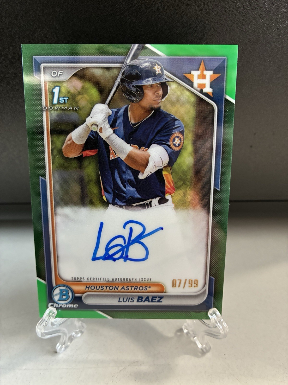 2024 Bowman Chrome Prospect Autographs Luis Baez #CPA-LB Green Refractor /99