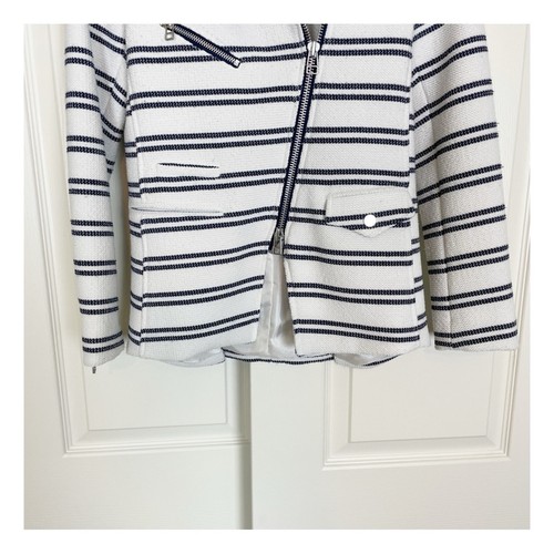 Veronica Beard Womens Hadley Striped Moto Jacket Blazer Lined Sz 2 - Picture 5 of 12