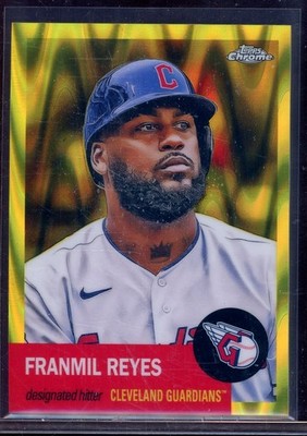 Franmil Reyes 2022 Topps Chrome Platinum Yellow RayWave Refractor #221 (10/250)