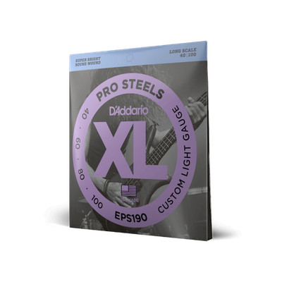 D'Addario EPS190 ProSteels Bass Guitar Strings, Custom Light, 40-100, Long Scale