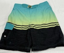 Wonder Nation Boys Swim Trunks Size Medium 8 With Pockets Striped Blue Green