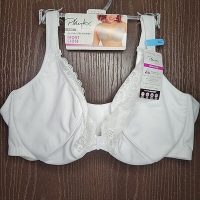 Playtex Bra 46C Dreamwire Front Close White 4423 New with Tags