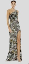 NWT Mac Duggal Beaded Sequin One Shoulder Formal Floral Gown Size 8
