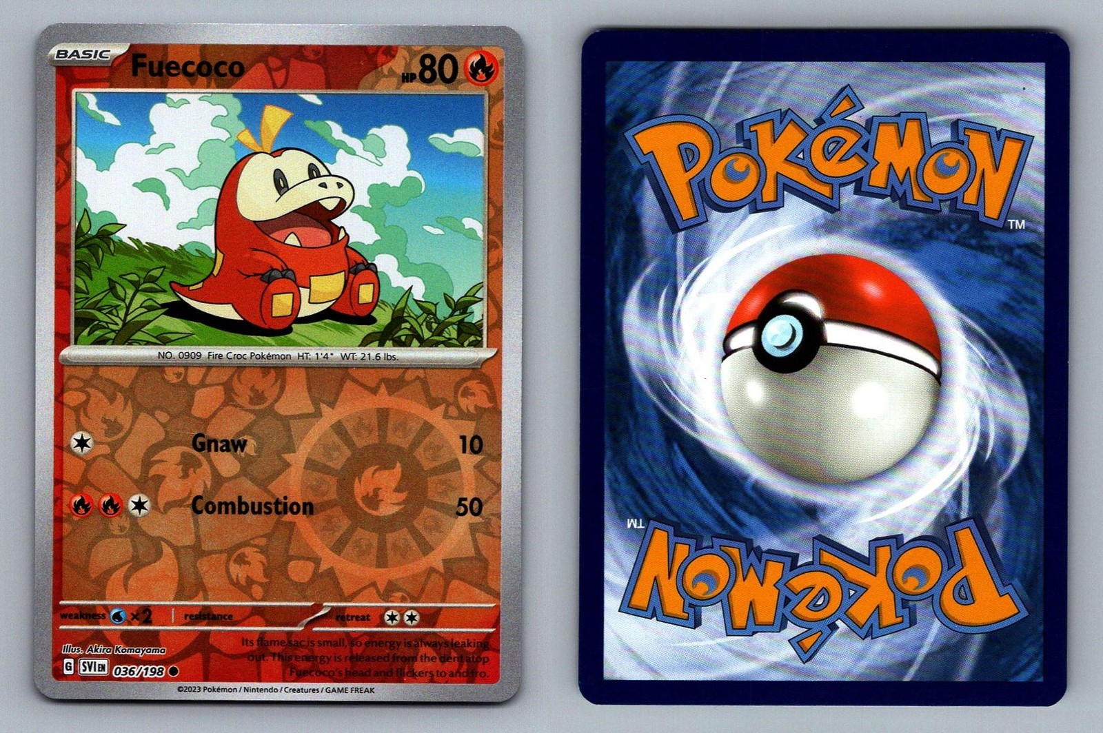 Fuecoco #036/198 Reverse Holo Scarlet & Violet Pokemon Card - LP