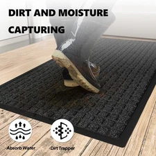 1 PC Polypropylene Small Grid Composite Rubber Mat Gray Kitchen & Home Floor Mat