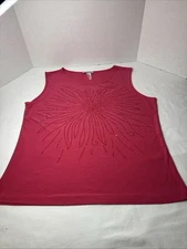 Bleeker & Mcdougal Pink Sleeveless Scoop Neck Sequence Floral Design Size Large