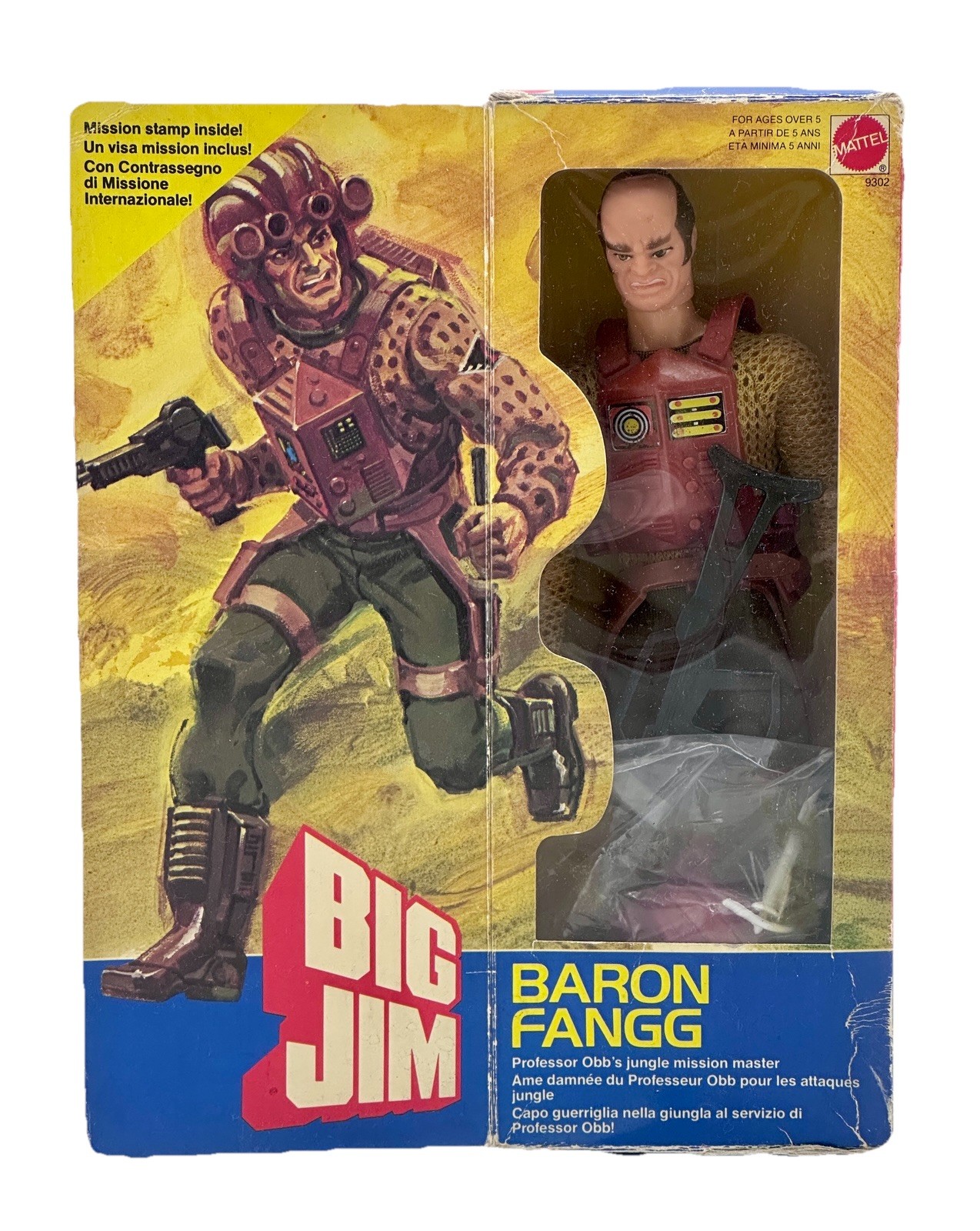 BARON FANGG BIG JIM GLOBAL COMMAND CONDOR FORCE 1984 MATTEL ITALY WITH ZIPLINE