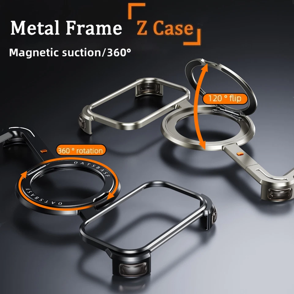 Magnetic Metal Z Shape Rimless stand Case For iPhone 17/17 Pro Max/17 Pro/Air - Image 4 of 4