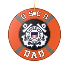 USCG Dad Coastie 3" Ceramic Christmas Ornament Made In The USA Ships From The US