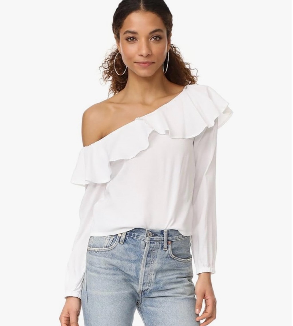 MINKPINK White Off-the-Shoulder Ruffle Blouse Size Small