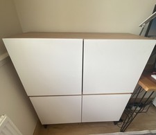 Storage Unit - Multi functional for Any Home Space White & Oak 4-Door Design 
