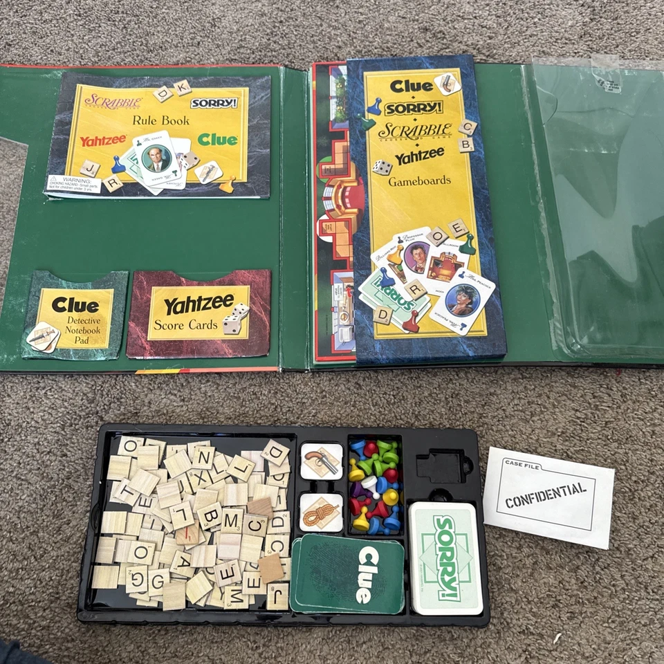 MB Family Game Night Book & Game Set Scrabble Clue Sorry Yahtzee 2001 - Image 2 of 4