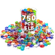 5 LB Mix Color Glass Beads, Mini Flat Glass Marbles 750PCS for Vases, Floral ...