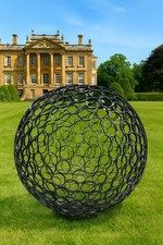 LARGE HAND MADE 1.2m METAL GARDEN SPHERE SCULPTURE  BALL, can be in 2 halves