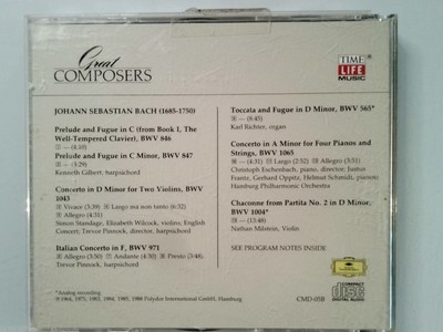 Johann Sebastian Bach - Great Composers (CD, 1988) Time Life | eBay