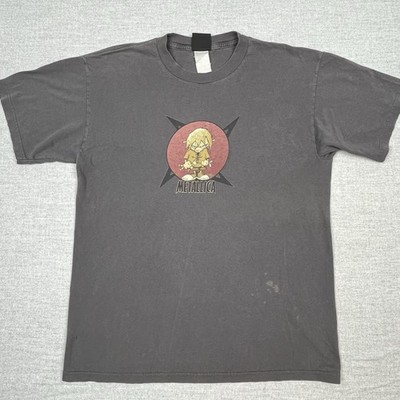Vintage Metallica Rabbit Kid T Shirt Giant Tag Band Tee Squindo USA L Black 90s