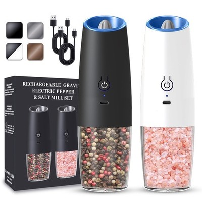 UNNEES Rechargeable Electric Salt & Pepper Grinder Set - Gravity Activated (2-Pa