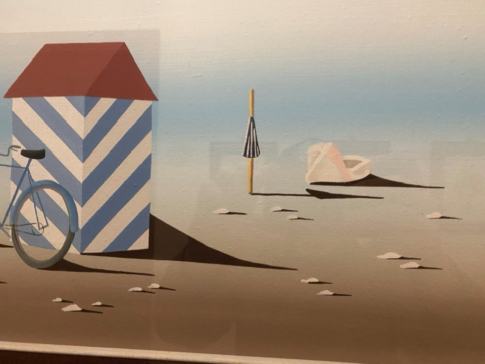 Oil painting on canvas 30x60 cm signed painting + frame