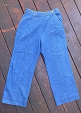 1970s Vintage Levi's Bell Bottom Jeans Size 16 Orange Tab Zip Fly Cotton Flare