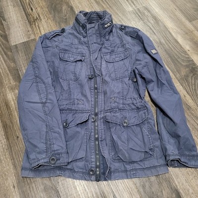 Angelo Litrico Men s Blue Hooded 4 Pocket Jacket Cinch Waist Medium