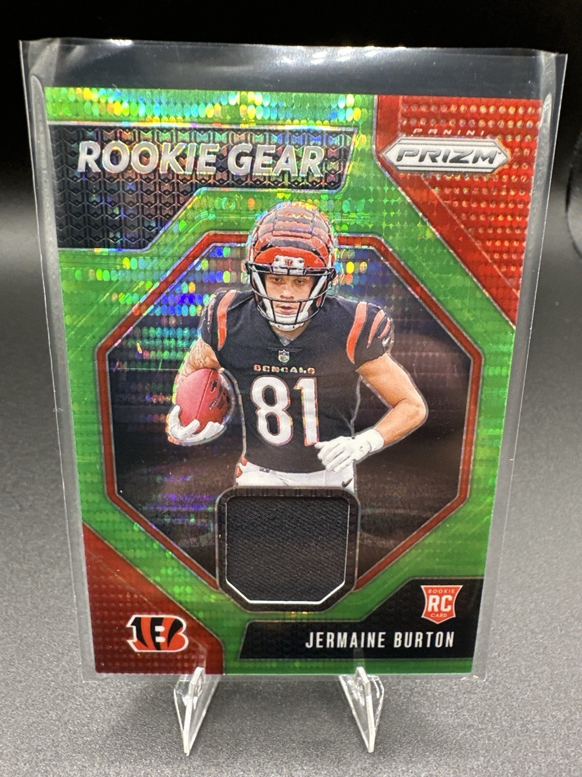 2024 Prizm Jermaine Burton Rookie Gear Green Prizm Patch Bengals RC