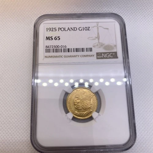 1925 Poland G10Z NGC MS65 / 10 Zlotych Gold Coin 1925 Poland 10 zlotych MS65